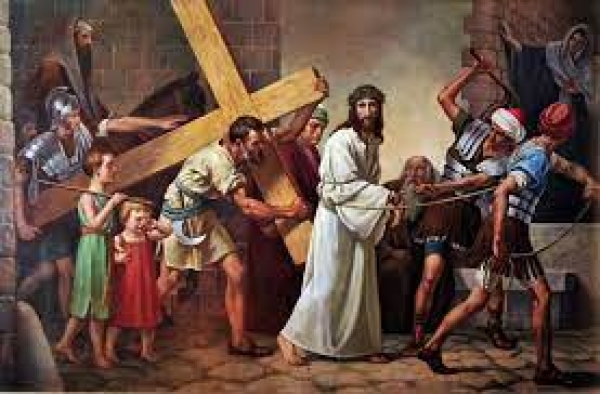 Via Sacra - 5ª Estação - Jesus é ajudado por Cirineu.